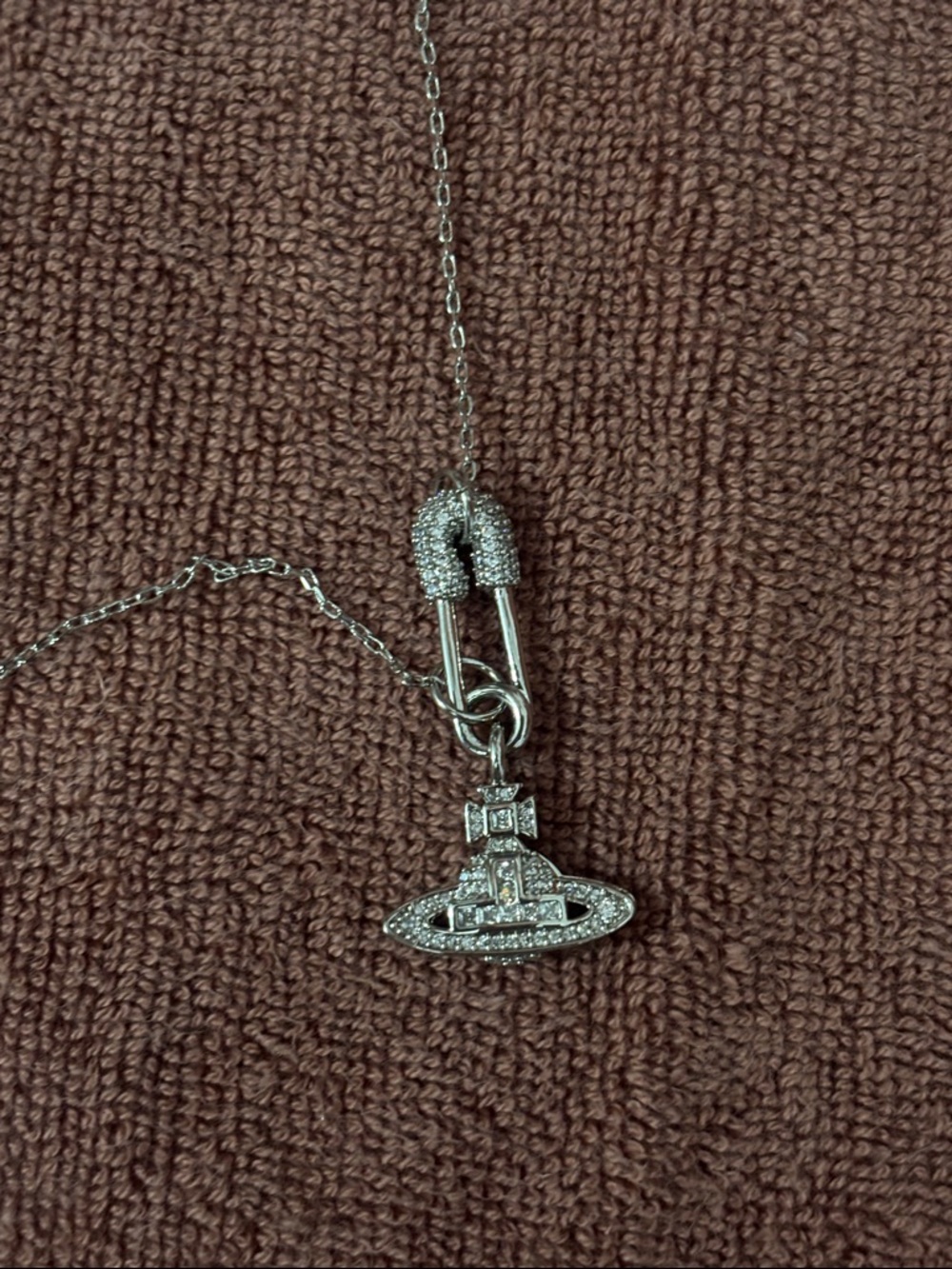 Vivienne Westwood Silver Pavé Orb Pendant Necklace